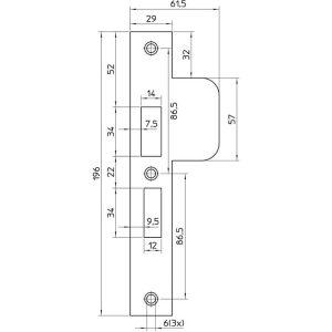 Nemef sluitplaat VP 4119/17 rechthoekig Links