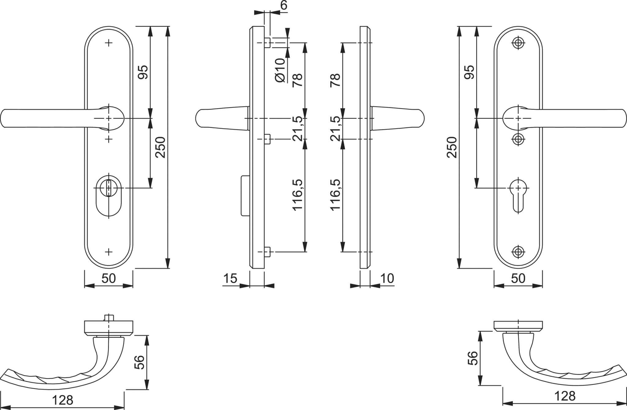 Hoppe VH langschild-krukgarnituur F1 1710/3236ZA/3214 RF PC-92 mm DD-50-55 mm Hoppe VH langschild-krukgarnituur F1 1710/3236ZA/3214 RF PC-92 mm DD-50-55 mm - Afbeelding 2