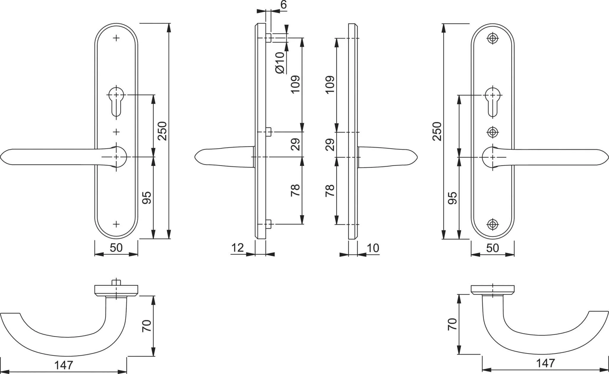 Hoppe VH senioren langschild-krukgarnituur F1 1138/3235S/3214S PC-72 mm DD-50-55 mm - Afbeelding 2