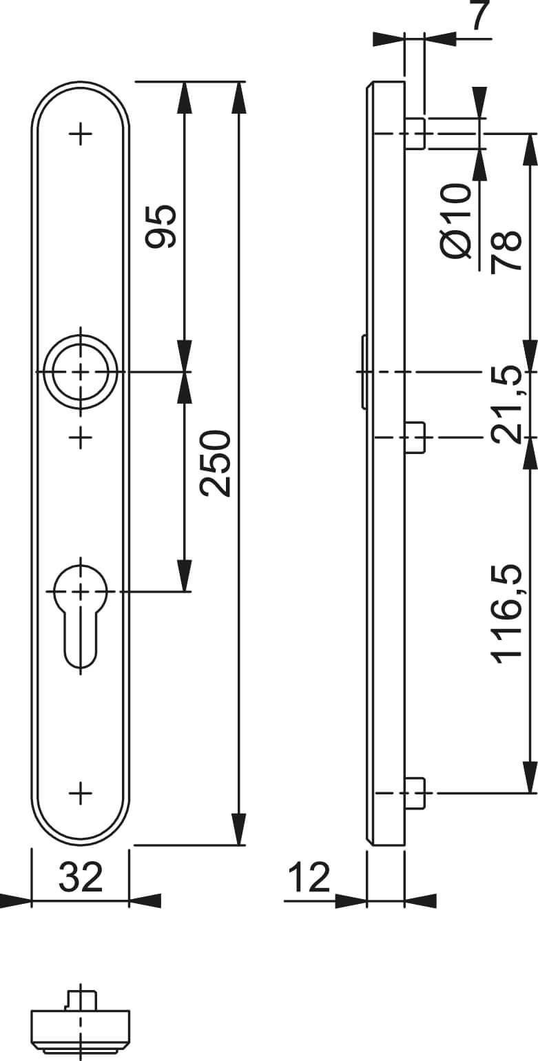 Hoppe VH buitensmalschild F1 3278 met krukgat PC-55 mm Hoppe VH buitensmalschild F1 3278 met krukgat PC-55 mm - Afbeelding 2