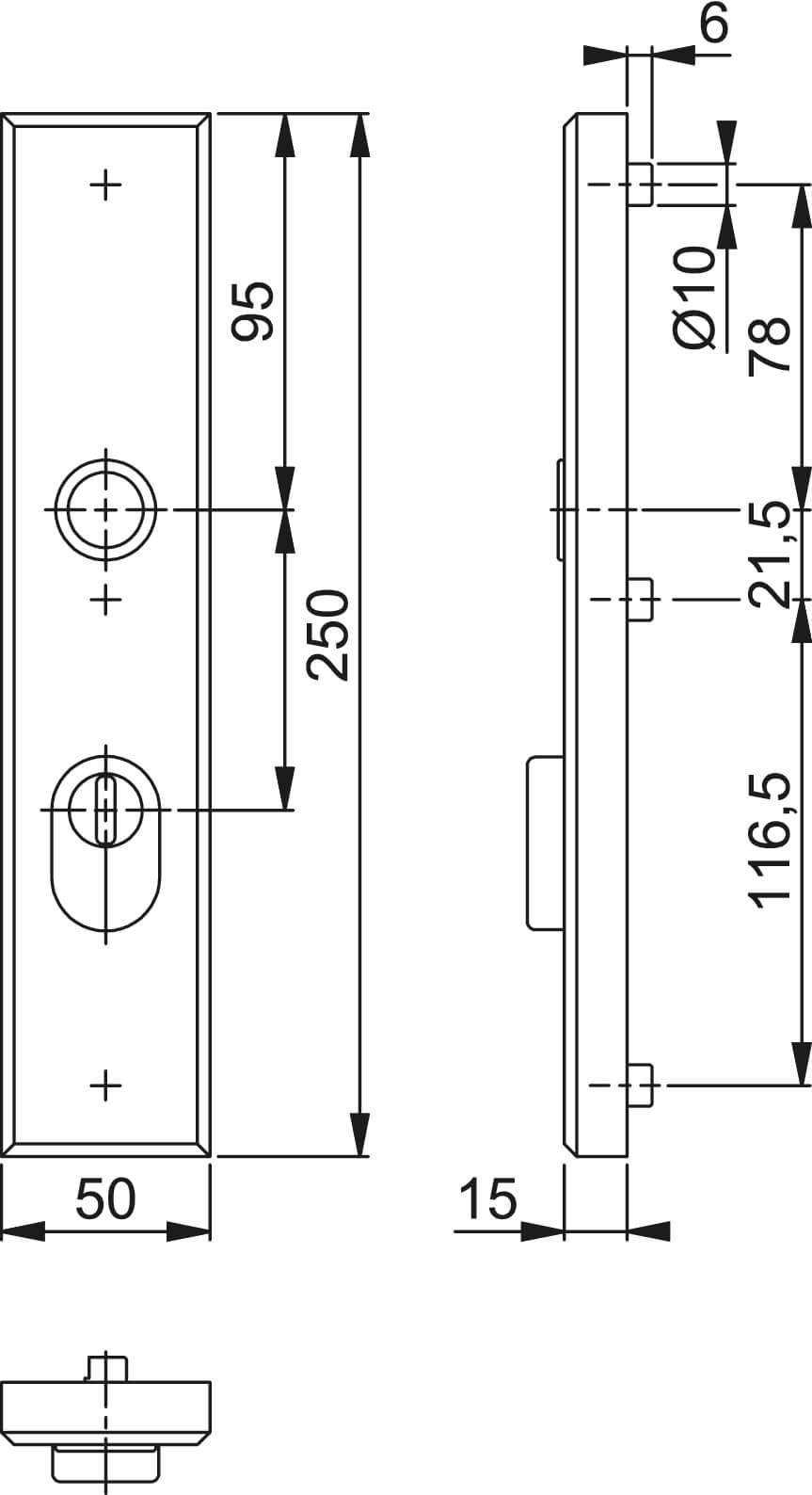 Hoppe VH buitenschild F1 2236ZA met krukgat PC-92 mm Hoppe VH buitenschild F1 2236ZA met krukgat PC-92 mm - Afbeelding 2