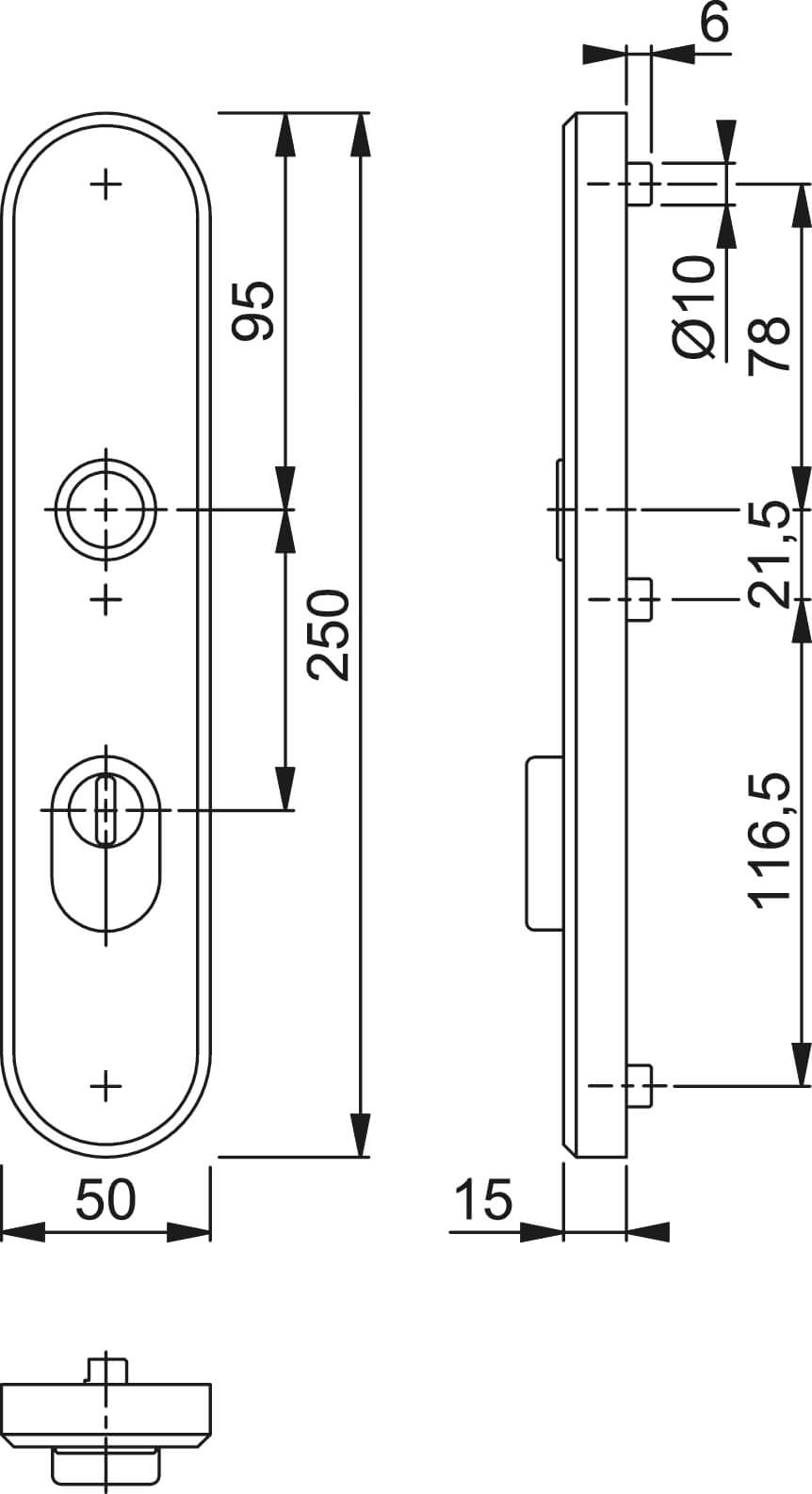 Hoppe VH buitenschild F1 3236ZA met krukgat PC-72 mm Hoppe VH buitenschild F1 3236ZA met krukgat PC-72 mm - Afbeelding 2