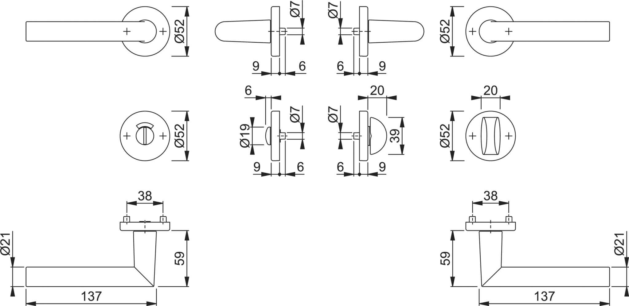 Hoppe binnendeurgarnituur F1 1400/42KV/42KVS Amsterdam WC DD 37-42 mm Hoppe binnendeurgarnituur F1 1400/42KV/42KVS Amsterdam WC DD 37-42 mm - Afbeelding 2