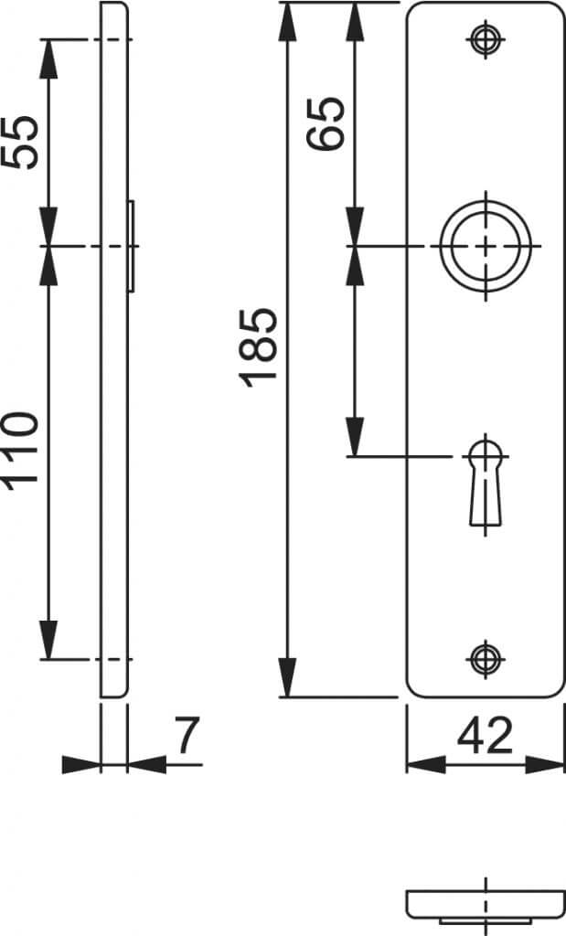 Hoppe renovatieschild F1 378 met krukgat sleutelgat 56 mm Hoppe renovatieschild F1 378 met krukgat sleutelgat 56 mm - Afbeelding 2