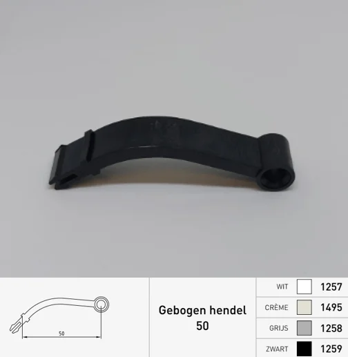 Duco hendel 50 mm zwart gebogen 1259